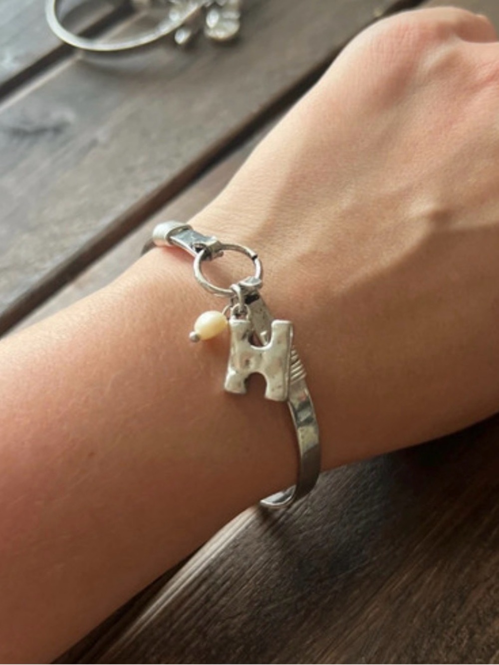 Silver Bangle - choose your letter - Picture 3 of 8